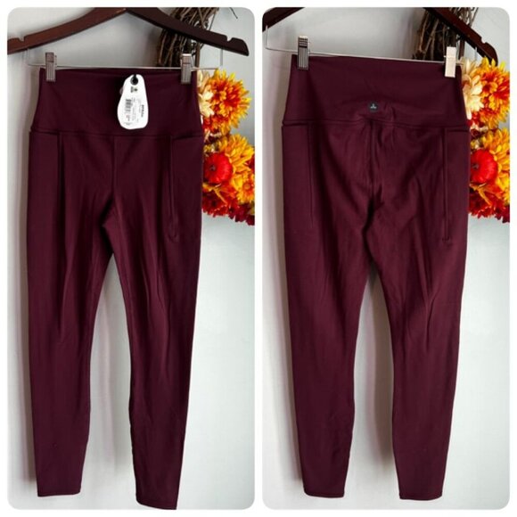prAna LUXARA Womens High Rise Moisture Wicking Pocket Legging SMALL in FIG - Picture 1 of 8